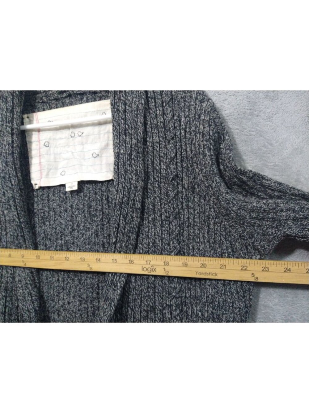 Anthropologie Birds on a Wire Sweater Womens Large Gray Wool Cardigan Open Front - Picture 4 of 7